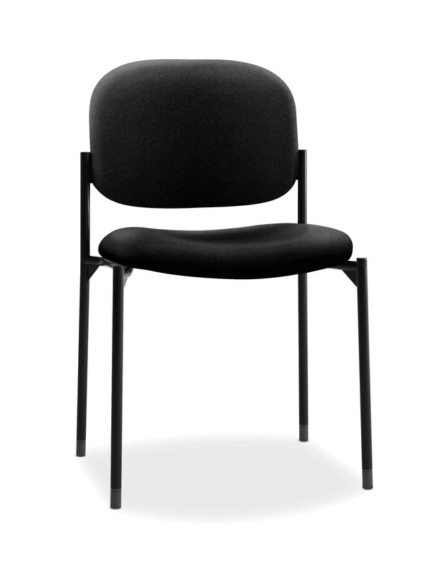 Stylish Armless Black Fabric Office Chairs Stackable Guest Conference Seating