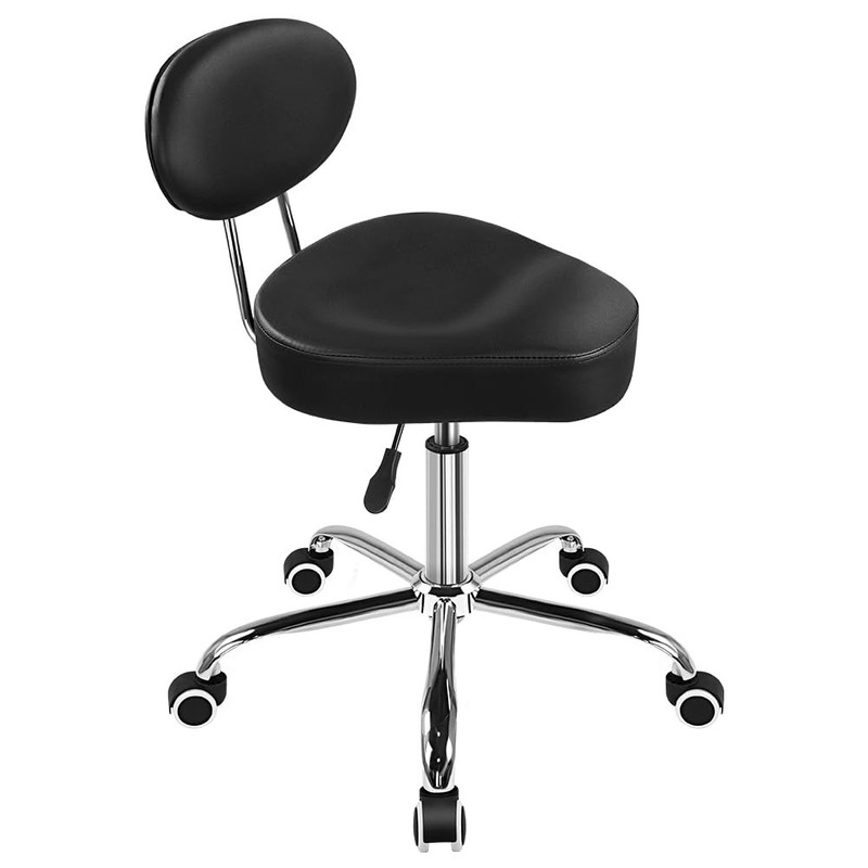 Saddle Stool with Back Adjustable Drafting Chair Swivel Rolling Stool with Ba…
