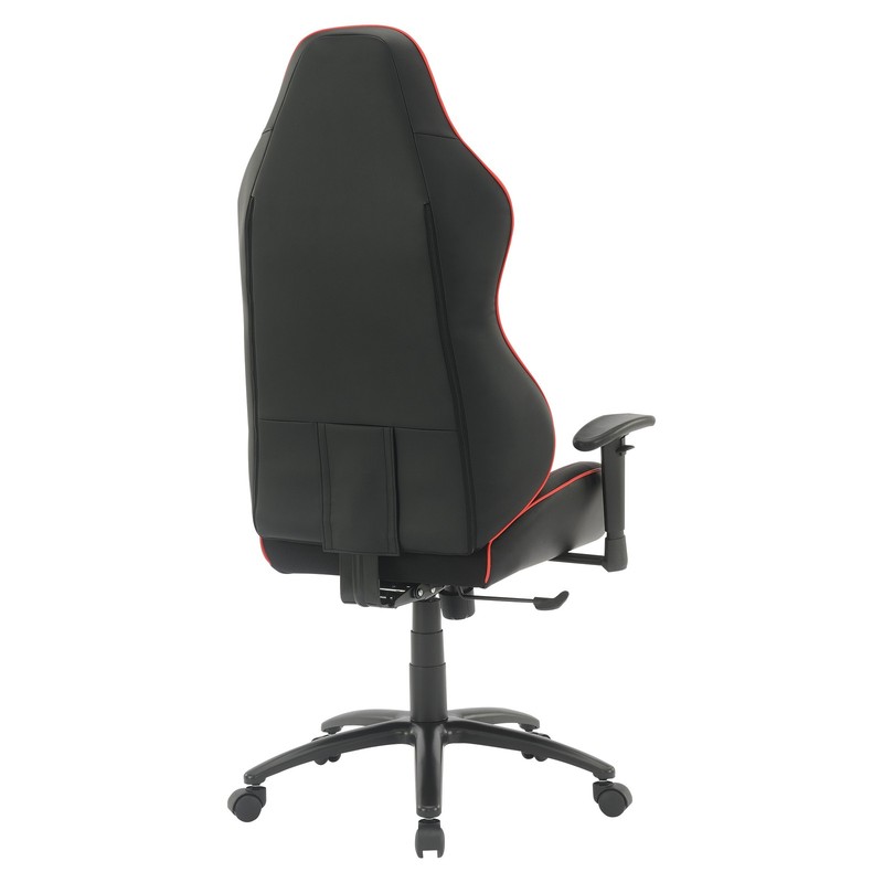 High Stakes Gaming Chair Black Bonded Leather with Red Accents gallery