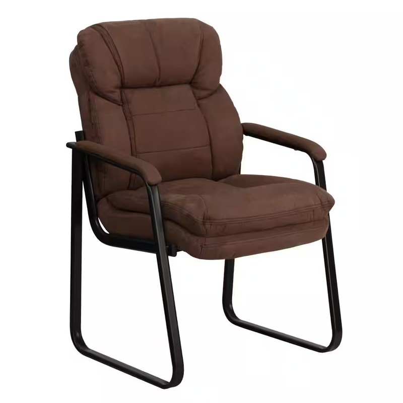 Flash Furniture Executive Side Chair Brown Microfiber Sled Base Lumbar Support