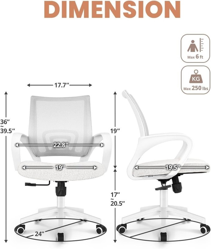 Breathable Mesh Desk Chair - Modern Ergonomic with Customizable Height & Support gallery