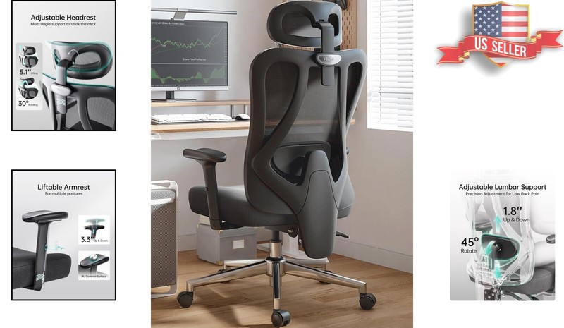 Reclining Office Chair with 2D Lumbar Support - Breathable Design for Long Hours gallery