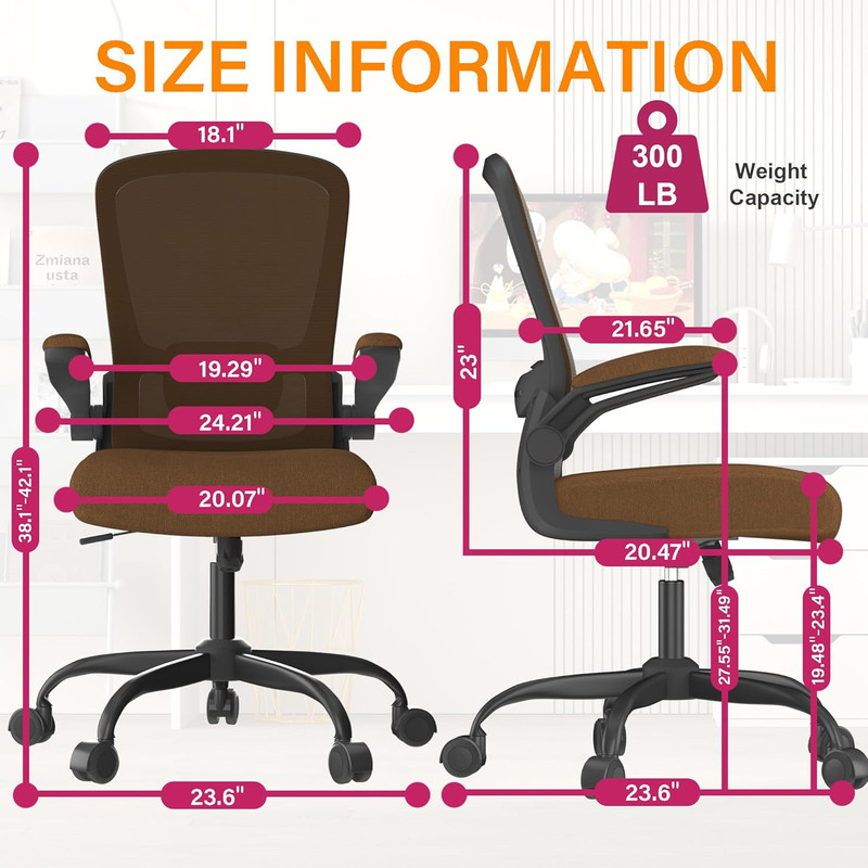 Office Chair, Ergonomic Desk Chair with Adjustable Lumbar Support, High Back Mes gallery