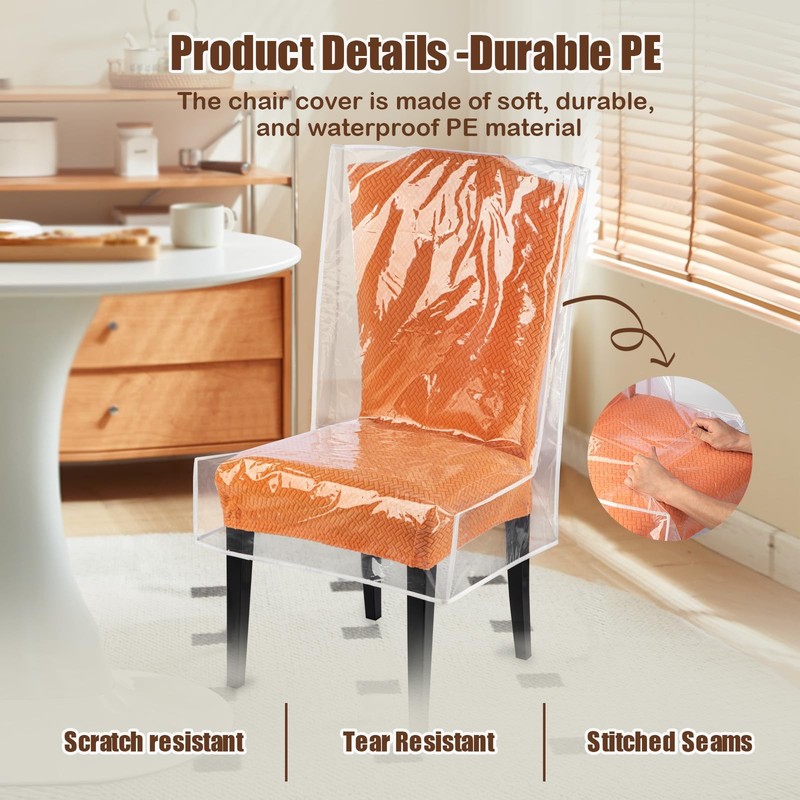 Dining Chair Covers, Waterproof Covers - 4 W/21'' x D/18'', Transparent gallery