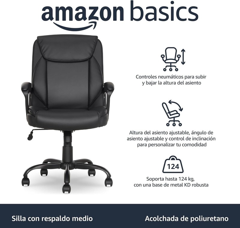 Classic Puresoft PU Padded Mid-Back Office Desk Chair with Armrest, Easy Asse... gallery