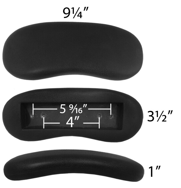 Replacement Office Chair Armrest Pads- Kidney – Pair – 4″ & 5.5″ Mounting -S5280