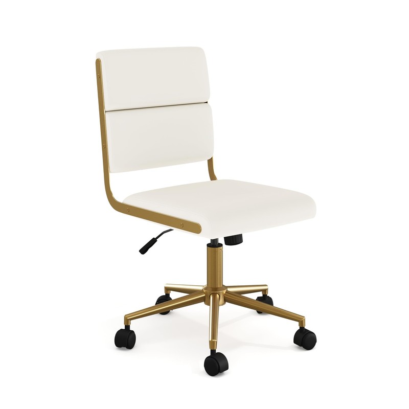 Lulu Swivel Task Chair with Height Adjustable Seat for Home Office in Off Whi...