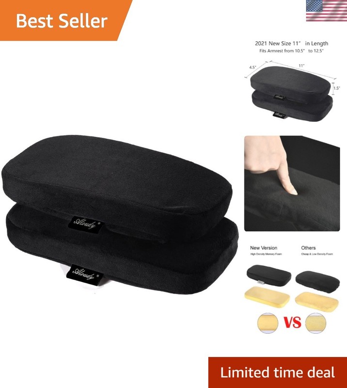 Luxury Armrest Covers 11” Memory Foam Pads – Comfy Office Cushion Set of 2