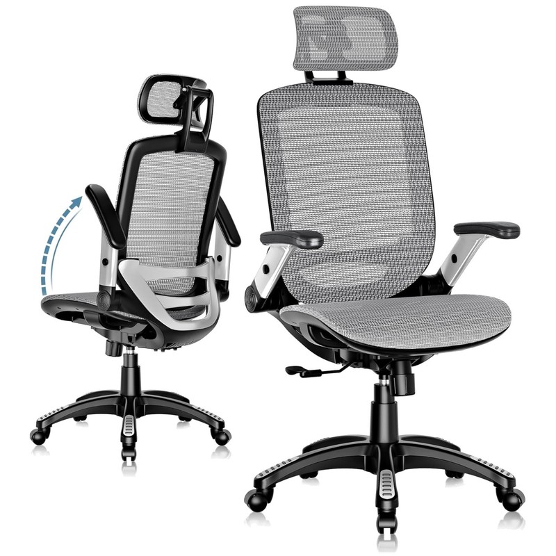 Breathable Mesh Task Chair with Adjustable Headrest – Ideal for Big and Tall
