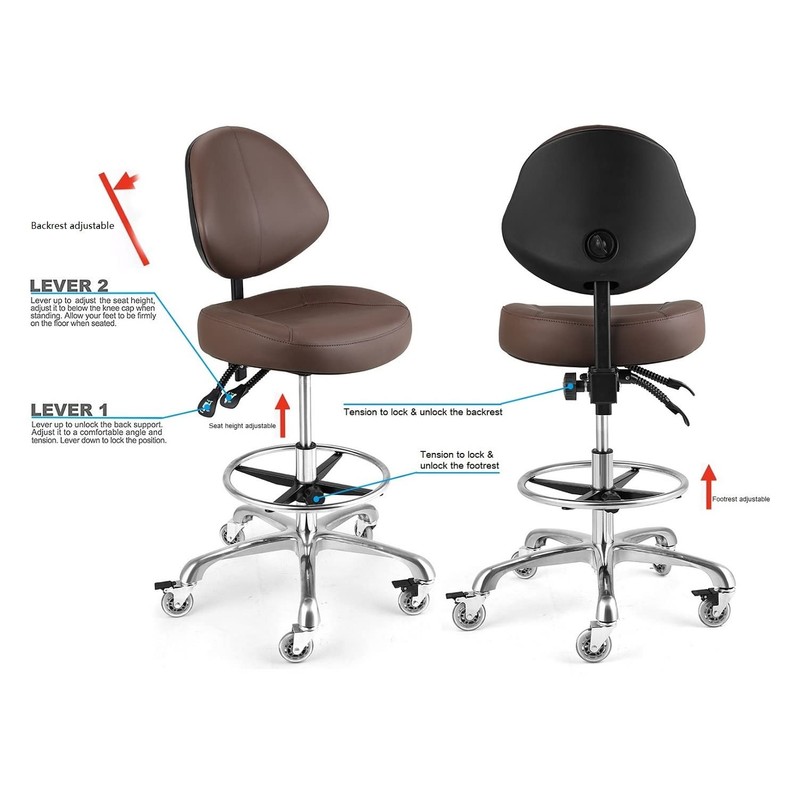 Rolling Drafting Chair with Back Support - Tall Office Chair for Standing Des... gallery
