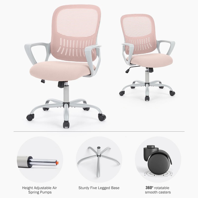 Edx Desk Chair with Ergonomic Lumbar Support for Home, Office, Bedroom, 250lbs, gallery