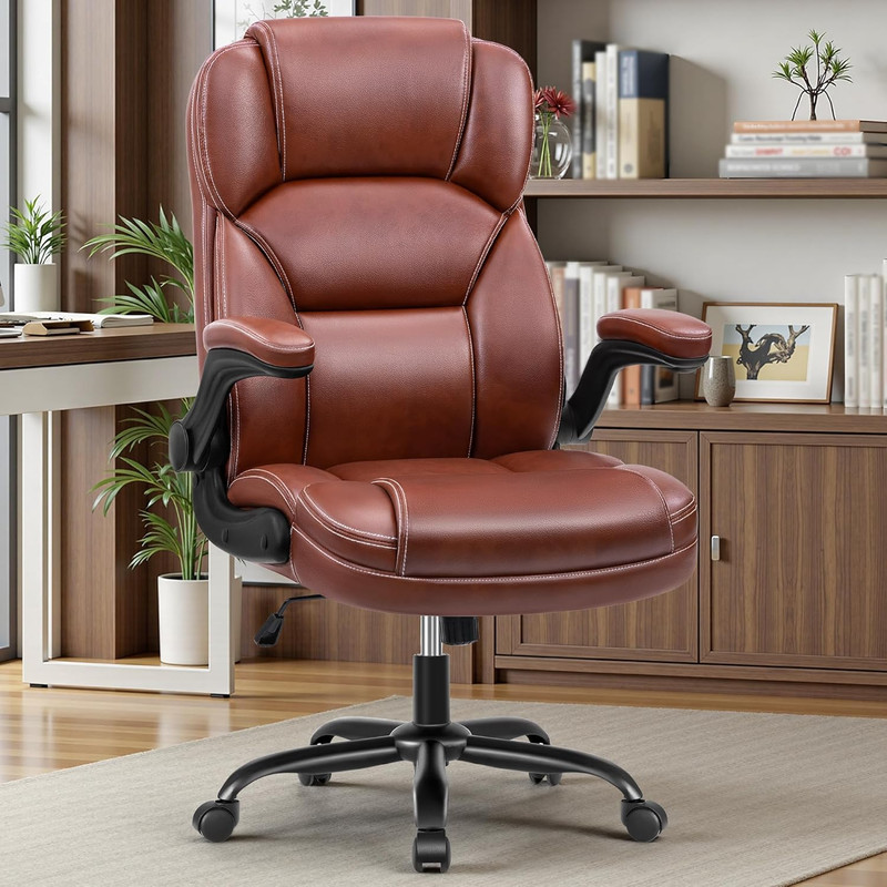 PU Leather Executive Office Chair, Ergonomic Mid-Back Computer & Gaming Chair wi
