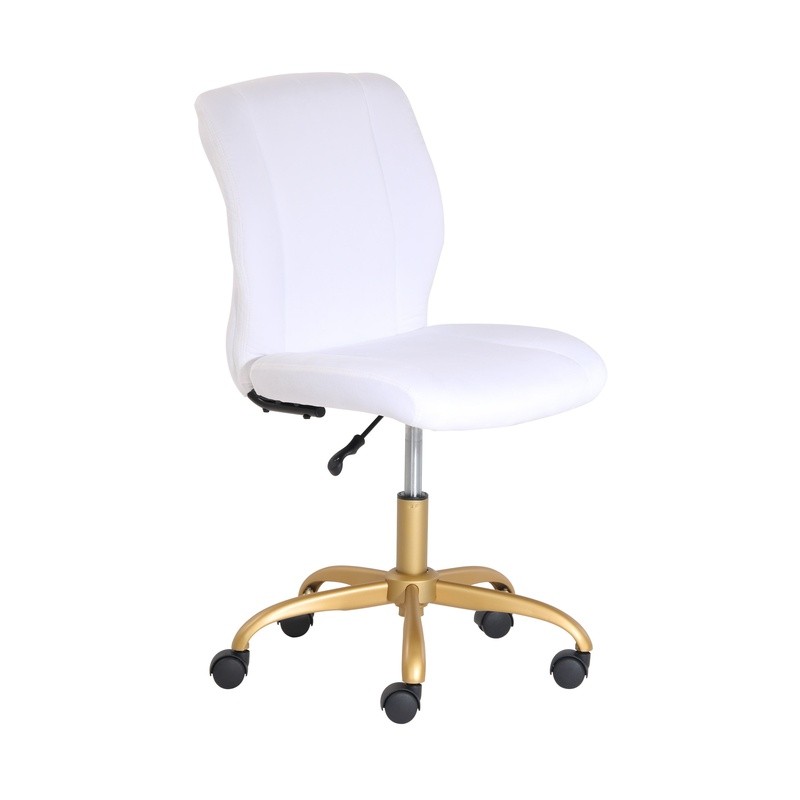 Chic Blush Velvet Task Chair Ergonomic Mid Back Adjustable Height Office Chair