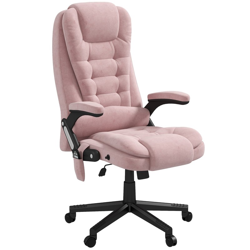 Massage Office Chair with 6 Points Heat Velvet Executive Office Chair Pink gallery