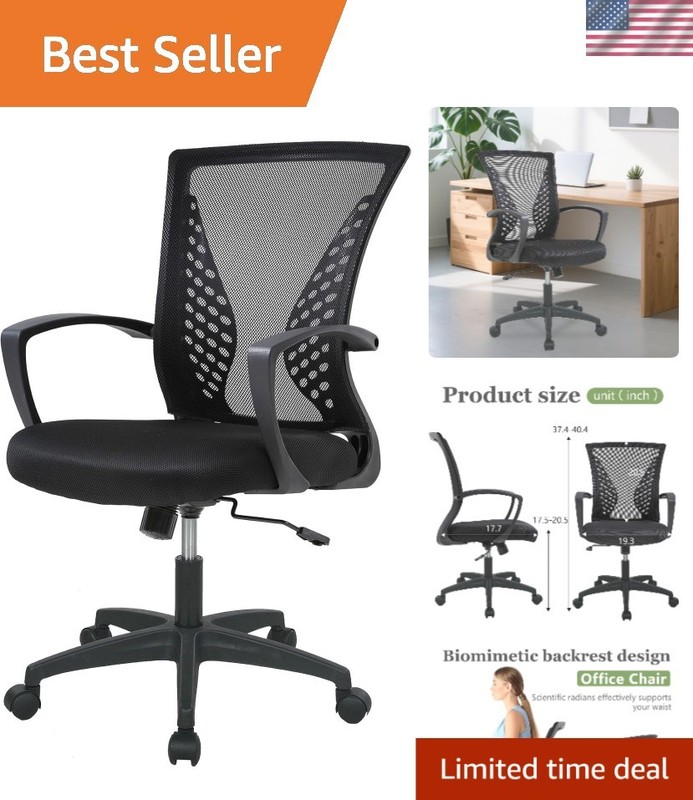 Home Office Chair Mid Back PC Swivel Lumbar Support Adjustable Desk Task Comp…