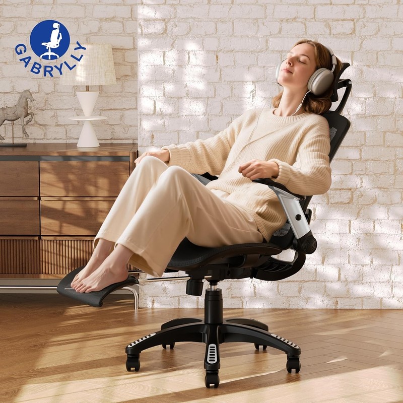 Ergonomic Office Chair with Footrest High Back Home Desk Chair 3D Headrest Flip gallery