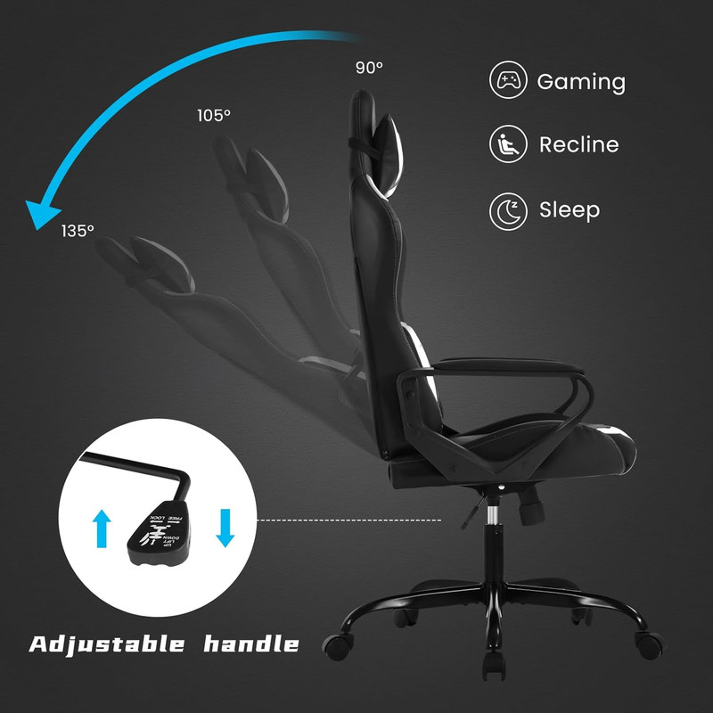 High-Back Racing Office Gaming Chair - PU Leather Reclining Computer Desk Chair gallery