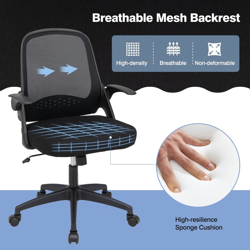 Ergonomic Mid-Back Mesh Computer Chair w/Lumbar Support, Flip-up Armrests, He... gallery