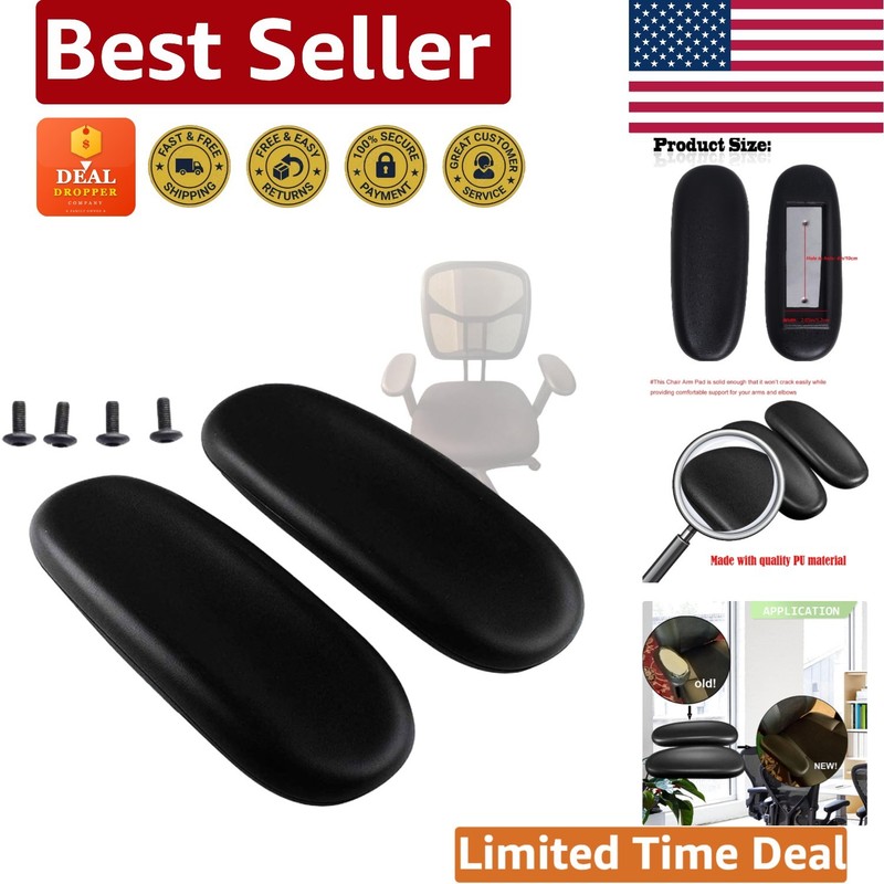 Comfortable Chair Arm Pads with Black Finish – Replacement Set for Office Chairs