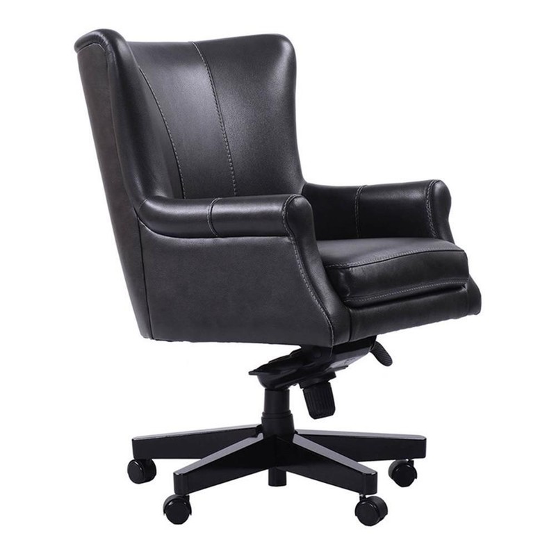 Parker Living Cyclone Leather Swivel Desk Chair in Black Finish gallery