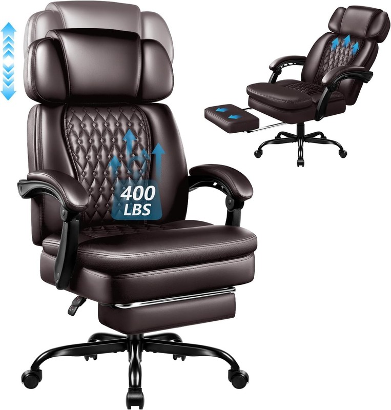 400lbs Executive Office Chair W/ Foot Rest Ergonomic Heavy Duty Big & Tall Desk gallery