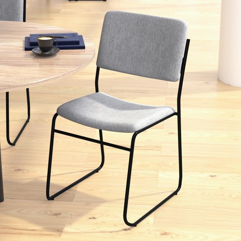 Heavy Duty Sled Base Gray Fabric Stack Office Chair - Waiting Room Chair gallery