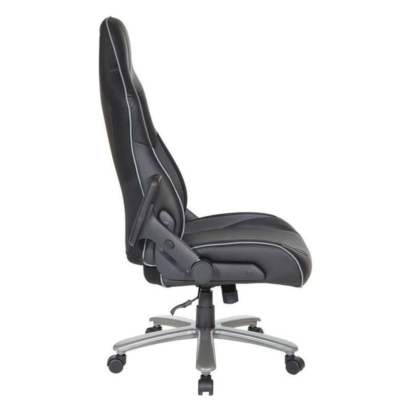 Big & Tall Bonded Leather Gaming Chair in Gray Mesh gallery