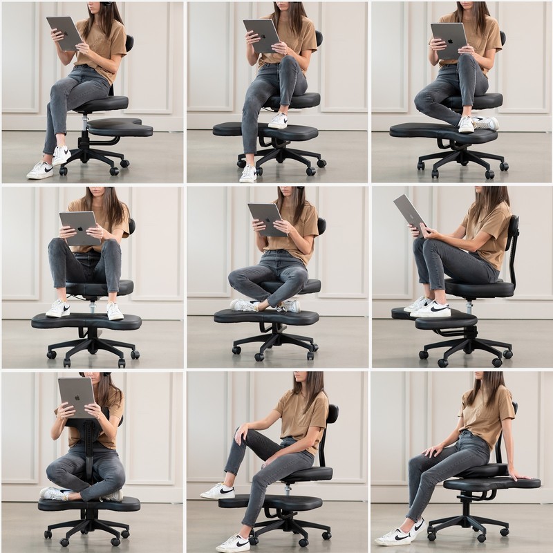 VIVO Black Ergonomic Cross Legged Swivel Chair, Adjustable Office Stool gallery