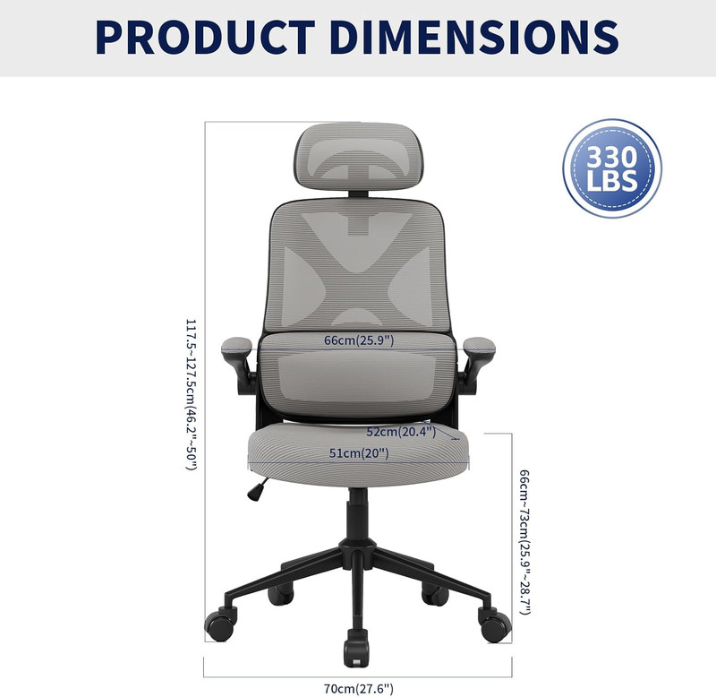 Ergonomic Office Chair - Desk Chair with Adjustable Headrest Lumbar Support Comp gallery
