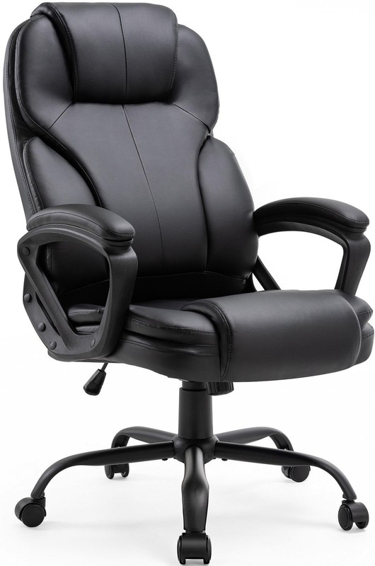 High Back Executive Office Chair, Ergonomic PU Computer Desk Chair with 3-Lev…