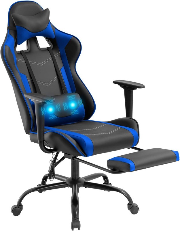 Ergonomic Desk Chai Massage PU Leather Recliner Computer Chair w/ Lumbar Support