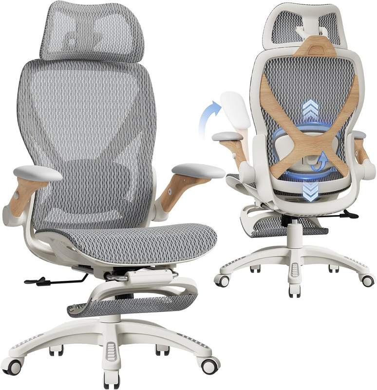 X100 Ergonomic Office Chair with Footrest, Big and Tall Home Desk Chair with 5D