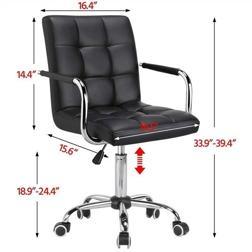 Brand New Modern Mid-Back Black Faux Leather Office Chair with Removable Arms gallery