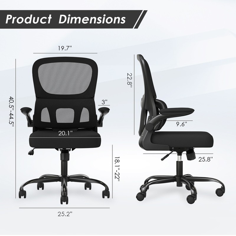 Home Office Desk Chair Mesh Recline Filp Armrest Lumbar Support Rolling Wheels gallery