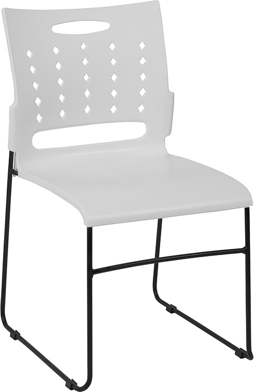 10 PACK Heavy Duty Sled Base White Plastic Office Chair – Waiting Room Chair