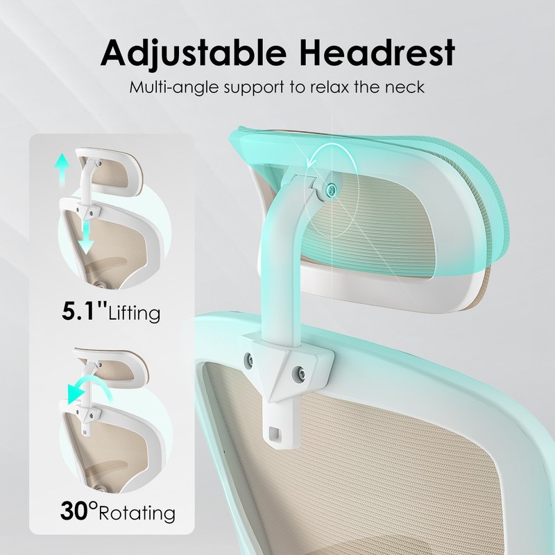 Ergonomic Home Office Chair Mesh Headrest Adjustable Lumbar Support Tilt Recline gallery