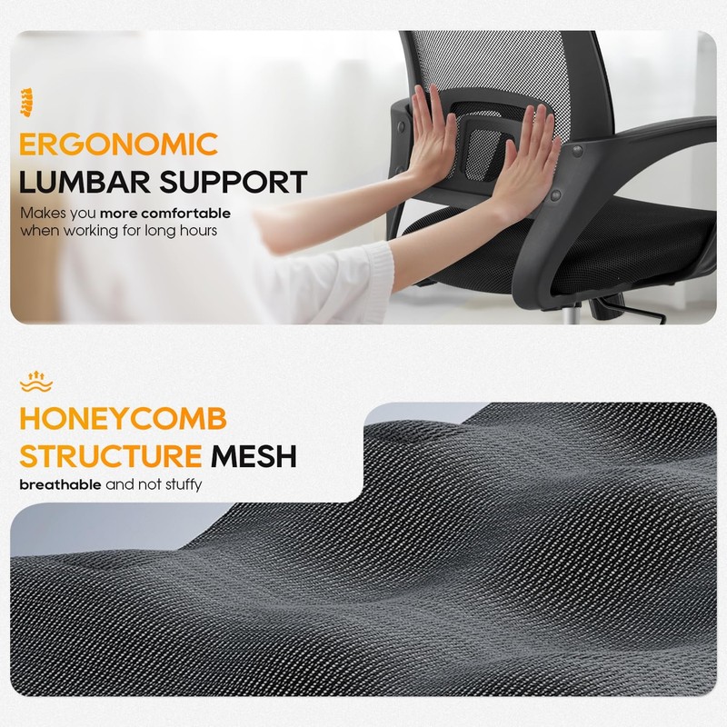 | Ergonomic Office Chair | Mid-Back Swivel Desk Chair | Breathable Backrest &... gallery