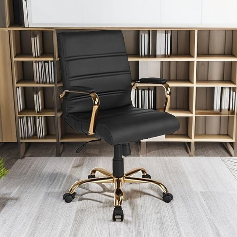 Stylish Black Mid-Back Swivel Desk Chair with Wheels and Adjustable Height gallery