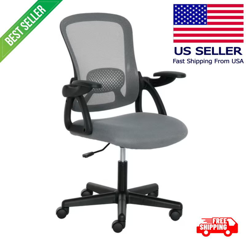 Mainstays Ergonomic Mesh Back Office Chair with Flip Up Arms for Adults, Grey