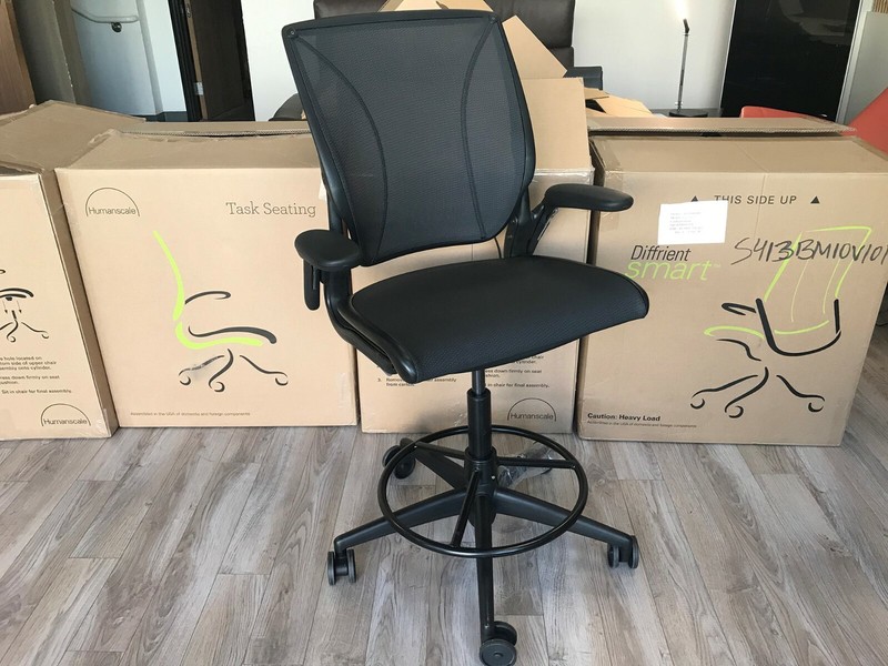 HumanScale Diffrient World Task Stool Chair Adjustable Arms Black Frame gallery