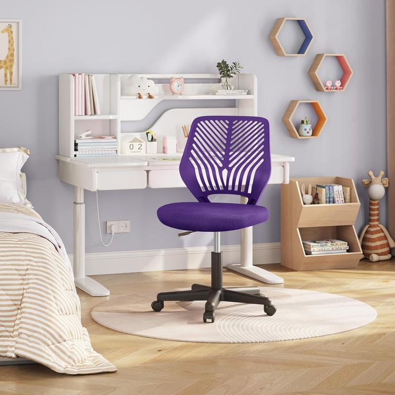 Students Cute Desk Chair Low-Back Armless Study Chair w/Lumbar Support gallery