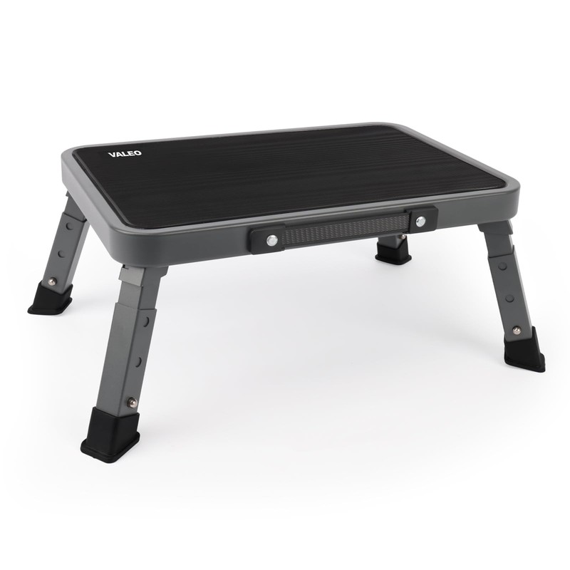 Valeo Folding Step Stool, Adjustable Stool with Non-Slip 3 level, Black
