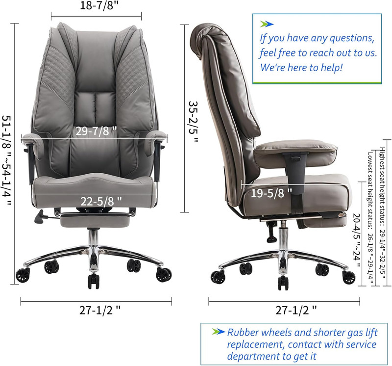 Big & Tall Executive Office Chair 400Lbs, Ergonomic with Foot Rest & Lumbar Supp gallery