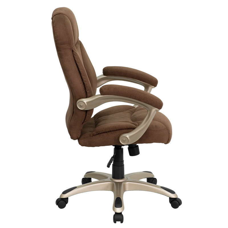High Back Brown Microfiber Executive Office Desk Chair w/Built-In Lumbar Support gallery