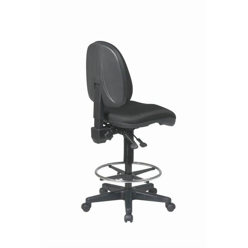 Deluxe Ergonomic Black Fabric Drafting Chair with Adjustable Footring gallery