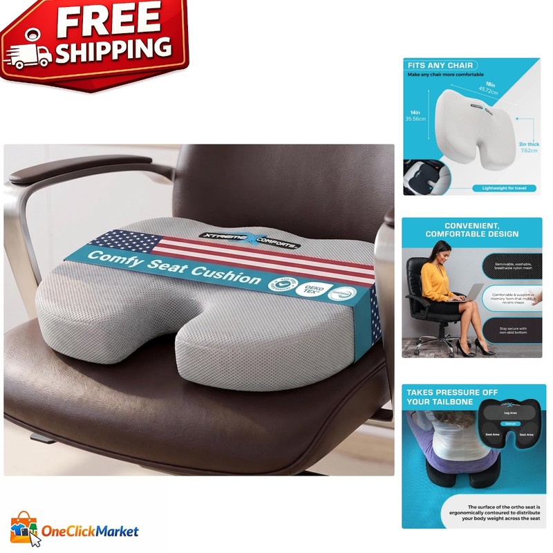 Comfort-Enhancing Ergonomic Seat Cushion - Machine Washable for Office & Home