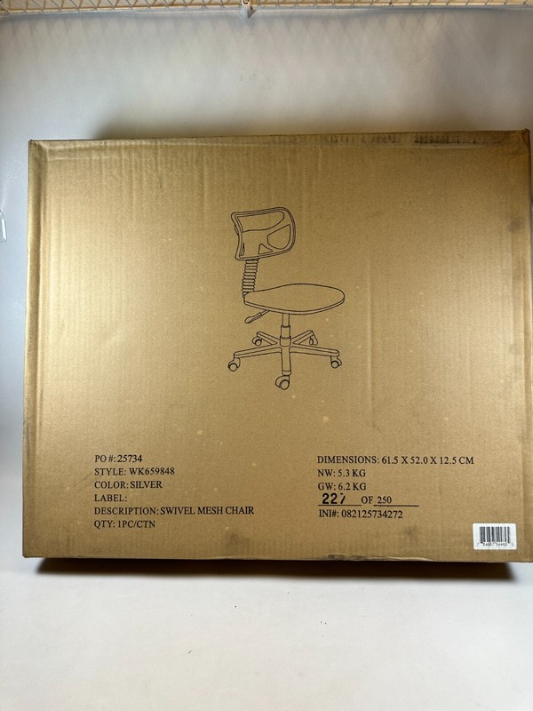 Stylish and Comfortable Swivel Mesh Office Chair WK659848 NEW in BOX