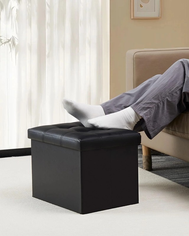 Storage Ottoman Folding Foot Rest Stool Leather Bench Small Coffee Table17x13x13 gallery
