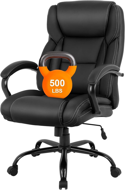 Big and Tall Office Chair 500Lbs Cheap Desk High Back PU Executive Ergonomic Com