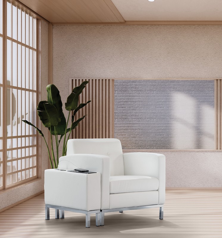 Wallstreet Armchair in White Faux Leather gallery